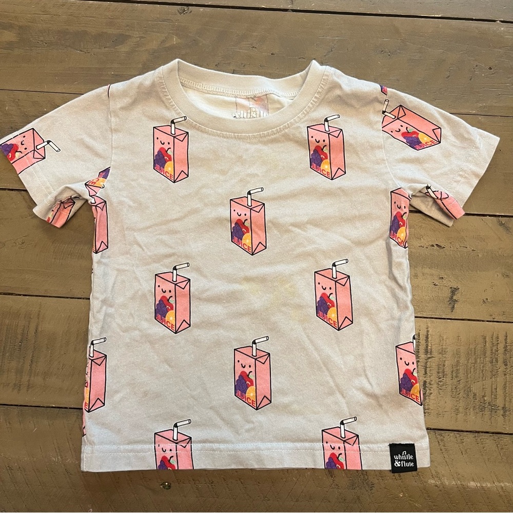 1/2 Whistle and Flute juice box print tee